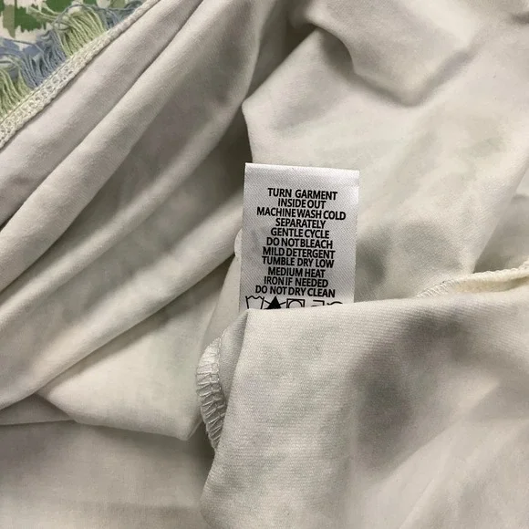 Spartina 449 Island Dress Women XLarge Beige Blue Peeples Song Floral Fringe - Picture 8 of 13